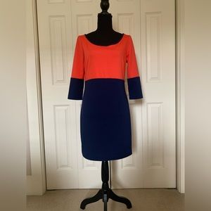 BB Dakota red‎ navy color block 3/4 sleeves mini dress women size M